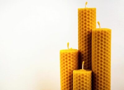 beeswax candles with copy space free photo